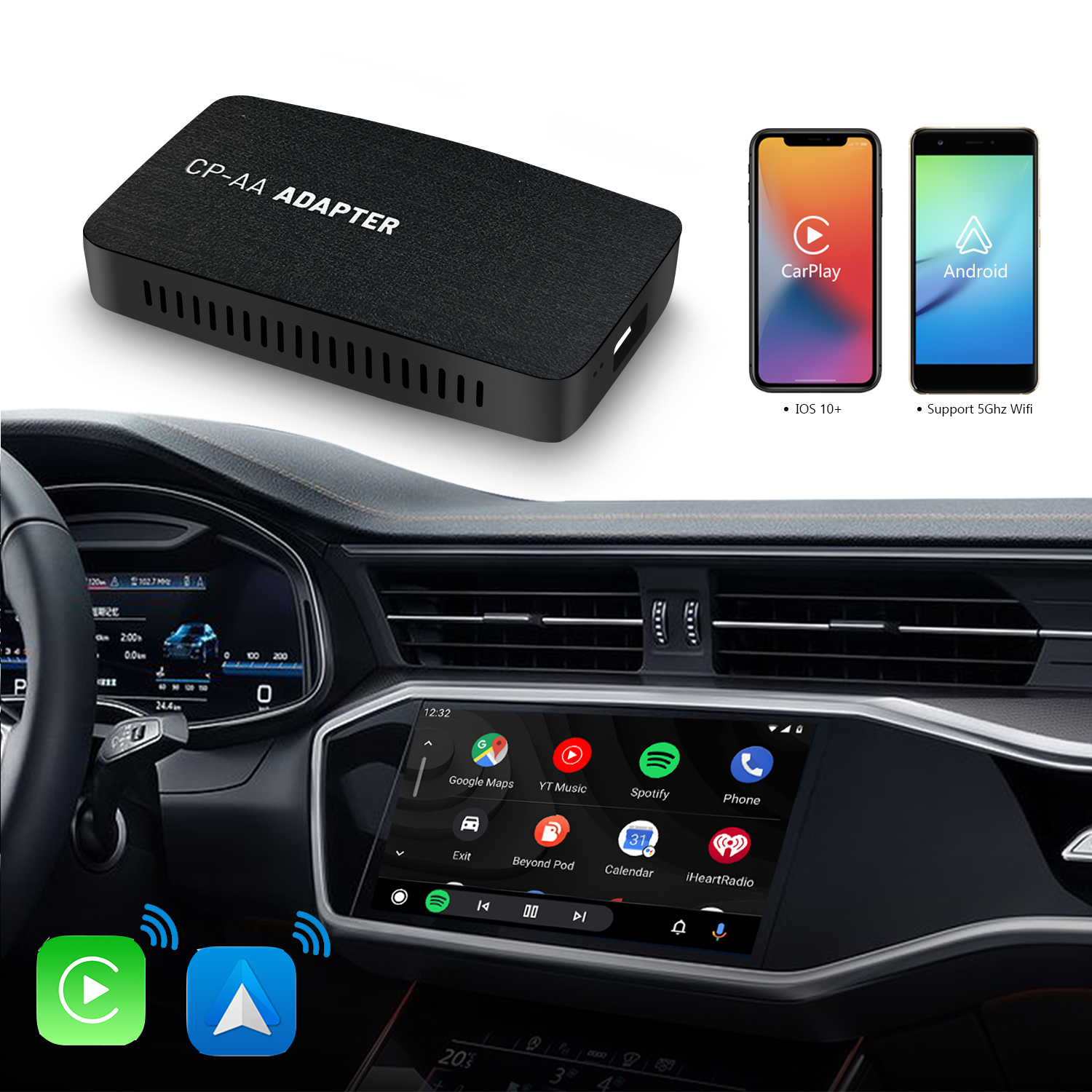 Makes Carplay/Android Auto Wireless / Adds Android Auto